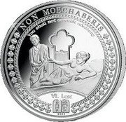 Samoa 5 Tala Sixth Commandment 2012 Proof KM# 263 2012 NON MOECHABERIS VI LEX YOU SHALL NOT COMMIT ADULTERY coin reverse Samoa 5 Tala Sixth Commandment 2012 Proof KM# 263 2012 NON MOECHABERIS VI LEX YOU SHALL NOT COMMIT ADULTERY coin reverse