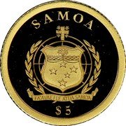 Samoa 5 Tala Moonlanding 2013 Proof KM# 239 SAMOA $5 coin obverse Samoa 5 Tala Moonlanding 2013 Proof KM# 239 SAMOA $5 coin obverse