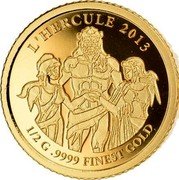 Samoa 5 Tala L'Hercule 2013 Proof KM# 246 L'HERCULE 2013 1/2 G .9999 FINEST GOLD coin reverse Samoa 5 Tala L'Hercule 2013 Proof KM# 246 L'HERCULE 2013 1/2 G .9999 FINEST GOLD coin reverse