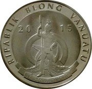 Vanuatu 5 Vatu Cats. Maine Coon 2015  KM# 122 RIPABLIK BLONG VANUATU 20 15 LONG GOD YUMI STANAP coin obverse Vanuatu 5 Vatu Cats. Maine Coon 2015  KM# 122 RIPABLIK BLONG VANUATU 20 15 LONG GOD YUMI STANAP coin obverse