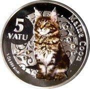 Vanuatu 5 Vatu Cats. Maine Coon 2015  KM# 122 MAINE COON 5 VATU 1 OZ 999 SILVER coin reverse Vanuatu 5 Vatu Cats. Maine Coon 2015  KM# 122 MAINE COON 5 VATU 1 OZ 999 SILVER coin reverse