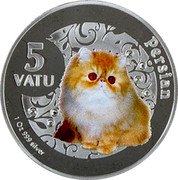 Vanuatu 5 Vatu Cats. Persian 2015 PERSIAN 5 VATU 1 OZ 999 SILVER coin reverse Vanuatu 5 Vatu Cats. Persian 2015 PERSIAN 5 VATU 1 OZ 999 SILVER coin reverse