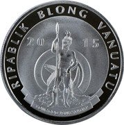 Vanuatu 5 Vatu Cats. Russian Blue 2015 RIPABLIK BLONG VANUATU 20 15 LONG GOD YUMI STANAP coin obverse Vanuatu 5 Vatu Cats. Russian Blue 2015 RIPABLIK BLONG VANUATU 20 15 LONG GOD YUMI STANAP coin obverse