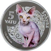Vanuatu 5 Vatu Cats. Sphynx 2015 SPHYNX 5 VATU 1 OZ 999 SILVER coin reverse Vanuatu 5 Vatu Cats. Sphynx 2015 SPHYNX 5 VATU 1 OZ 999 SILVER coin reverse