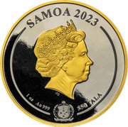 Samoa 50 Dollars Lord of the Rings. Two Towers 2023 SAMOA 2023 IRB 1 OZ AU 999 $ 50 TALA coin obverse Samoa 50 Dollars Lord of the Rings. Two Towers 2023 SAMOA 2023 IRB 1 OZ AU 999 $ 50 TALA coin obverse