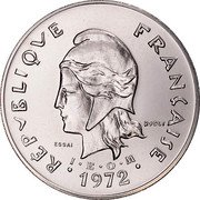 Vanuatu 50 Francs New Hebrides. Essai 1972  KM# E7 RÉPVBLIQVE FRANÇAISE R JOLY I E O M ESSAI 1972 coin obverse Vanuatu 50 Francs New Hebrides. Essai 1972  KM# E7 RÉPVBLIQVE FRANÇAISE R JOLY I E O M ESSAI 1972 coin obverse