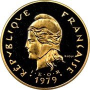 Vanuatu 50 Francs (New Hebrides. Piedfort with Essai) KM# PE29 RÉPVBLIQVE FRANÇAISE R JOLY 1979 I E O M coin obverse Vanuatu 50 Francs (New Hebrides. Piedfort with Essai) KM# PE29 RÉPVBLIQVE FRANÇAISE R JOLY 1979 I E O M coin obverse