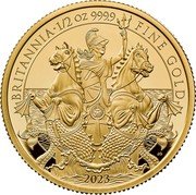 UK 50 Pounds (Charles III. Britannia) BRITANNIA 1/2 OZ 999.9 FINE GOLD J.O 2023 coin reverse UK 50 Pounds (Charles III. Britannia) BRITANNIA 1/2 OZ 999.9 FINE GOLD J.O 2023 coin reverse