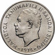 Samoa 50 Sene Tanumafili II 1974 KM# 17 MALIETOA TANUMAFILI II SAMOA SISIFO 1974 coin obverse Samoa 50 Sene Tanumafili II 1974 KM# 17 MALIETOA TANUMAFILI II SAMOA SISIFO 1974 coin obverse