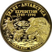 Samoa 50 Tala Tanumafili II Trans-Antarctica Expedition 1988 Proof KM# 78 TRANS-ANTARTICA EXPEDITION 1989-1990 WESTERN SAMOA coin obverse