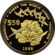 Samoa 50 Tala Tanumafili II Trans-Antarctica Expedition 1988 Proof KM# 78 ANTARTICA - WHERE THE WORLD COMES TOGETHER $50 1988 coin reverse