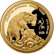 Samoa 50 Tala (Feng Shui Celestial Animals - White tiger) CELESTIAL ANIMALS WHITE TIGER 风 水 1/2 G .9999 AU. coin reverse Samoa 50 Tala (Feng Shui Celestial Animals - White tiger) CELESTIAL ANIMALS WHITE TIGER 风 水 1/2 G .9999 AU. coin reverse