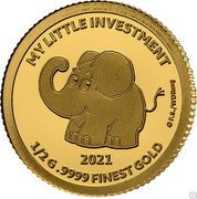 Samoa 50 Tala The Elephant 2021 Set 2021 MY LITTLE INVESTMENT 1/2 G .9999 FINEST GOLD © I.S.-M F.S. coin reverse Samoa 50 Tala The Elephant 2021 Set 2021 MY LITTLE INVESTMENT 1/2 G .9999 FINEST GOLD © I.S.-M F.S. coin reverse
