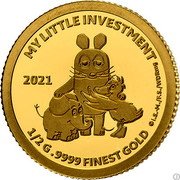 Samoa 50 Tala The Mouse & friends 2021 Set 2021 MY LITTLE INVESTMENT 1/2 G .9999 FINEST GOLD © I.S.-M F.S. coin reverse Samoa 50 Tala The Mouse & friends 2021 Set 2021 MY LITTLE INVESTMENT 1/2 G .9999 FINEST GOLD © I.S.-M F.S. coin reverse