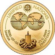 Samoa 50 Tala Unified Nations 2020 UNIFIED NATIONS 2020-07-06 SAMOA 1/2 G .9999 FINEST GOLD coin reverse Samoa 50 Tala Unified Nations 2020 UNIFIED NATIONS 2020-07-06 SAMOA 1/2 G .9999 FINEST GOLD coin reverse