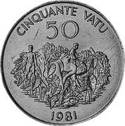 Vanuatu 50 Vatu 1st Anniversary of Independence 1981 KM# 1 CINQUANTE VATU 50 1981 coin reverse Vanuatu 50 Vatu 1st Anniversary of Independence 1981 KM# 1 CINQUANTE VATU 50 1981 coin reverse