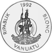 Vanuatu 50 Vatu Earth Pigeons 1992 Proof KM# 13 1992 RIPABLIK BLONG VANUATU LONG GOD YUMI STANAP coin obverse