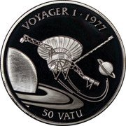 Vanuatu 50 Vatu Voyager 1 1992 Proof KM# 11 VOYAGER 1 1977 50 VATU coin reverse