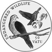 Vanuatu 50 Vatu Earth Pigeons 1992 Proof KM# 13 ENDANGERED WILDLIFE 50 VATU coin reverse