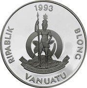Vanuatu 50 Vatu Protect Our World 1993 Proof KM# 17 RIPABLIK 1993 BLONG VANUATU LONG GOD YUMI STANAP coin obverse
