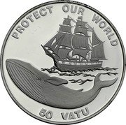 Vanuatu 50 Vatu Protect Our World 1993 Proof KM# 17 PROTECT OUR WORLD 50 VATU coin reverse