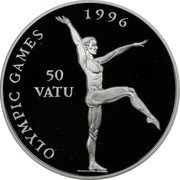 Vanuatu 50 Vatu XXVI Summer Olympic Games in Atlanta. Gymnastics 1994 Proof KM# 30 OLYMPIC GAMES 1996 50 VATU coin reverse Vanuatu 50 Vatu XXVI Summer Olympic Games in Atlanta. Gymnastics 1994 Proof KM# 30 OLYMPIC GAMES 1996 50 VATU coin reverse
