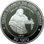 Vanuatu 50 Vatu Queen Elizabeth the Queen Mother. End Of Victorian Era 1994 Proof KM# 22 QUEEN ELIZABETH THE QUEEN MOTHER END OF VICTORIAN ERA 1901 50 VATU coin reverse Vanuatu 50 Vatu Queen Elizabeth the Queen Mother. End Of Victorian Era 1994 Proof KM# 22 QUEEN ELIZABETH THE QUEEN MOTHER END OF VICTORIAN ERA 1901 50 VATU coin reverse