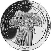 Vanuatu 50 Vatu Queen Victoria and Prince Albert 1996 Proof KM# 29 VICTORIAN AGE VICTORIA AND ALBERT OPEN GREAT EXHIBITION 1851 50 VATU coin reverse Vanuatu 50 Vatu Queen Victoria and Prince Albert 1996 Proof KM# 29 VICTORIAN AGE VICTORIA AND ALBERT OPEN GREAT EXHIBITION 1851 50 VATU coin reverse