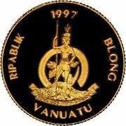 Vanuatu 50 Vatu XXVI Summer Olympic Games in Atlanta 1997 Proof KM# 44 RIPABLIK 1997 BLONG VANUATU LONG GOD YUMI STANAP coin obverse Vanuatu 50 Vatu XXVI Summer Olympic Games in Atlanta 1997 Proof KM# 44 RIPABLIK 1997 BLONG VANUATU LONG GOD YUMI STANAP coin obverse