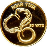 Vanuatu 50 Vatu Boar Tusk Necklace 1998 Proof KM# 32 BOAR TUSK 50 VATU coin reverse Vanuatu 50 Vatu Boar Tusk Necklace 1998 Proof KM# 32 BOAR TUSK 50 VATU coin reverse