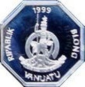 Vanuatu 50 Vatu Three Masted Corvette Astrolabe 1999 Proof KM# 37 RIPABLIK 1999 BLONG VANUATU LONG GOD YUMI STANAP coin obverse