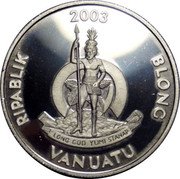 Vanuatu 50 Vatu XXVIII Summer Olympic Games in Athens 2003 Proof KM# 53 RIPABLIK BLONG VANUATU 2003 LONG GOD YUMI STANAP coin obverse Vanuatu 50 Vatu XXVIII Summer Olympic Games in Athens 2003 Proof KM# 53 RIPABLIK BLONG VANUATU 2003 LONG GOD YUMI STANAP coin obverse