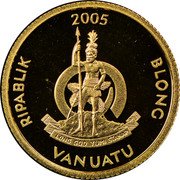 Vanuatu 50 Vatu Captain Kidd 2005 Proof KM# 55 RIPABLIK 2005 BLONG VANUATU LONG GOD YUMI STANAP coin obverse Vanuatu 50 Vatu Captain Kidd 2005 Proof KM# 55 RIPABLIK 2005 BLONG VANUATU LONG GOD YUMI STANAP coin obverse
