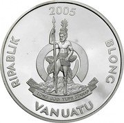 Vanuatu 50 Vatu Pedro Fernandez de Quiros 2005 Proof KM# 38 RIPABLIK 2005 BLONG VANUATU LONG GOD YUMI STANAP coin obverse