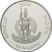 Vanuatu 50 Vatu World Cup in Germany 2006 Proof KM# 52 RIPABLIK 2006 BLONG LONG GOD YUMI STANAP VANUATU coin obverse Vanuatu 50 Vatu World Cup in Germany 2006 Proof KM# 52 RIPABLIK 2006 BLONG LONG GOD YUMI STANAP VANUATU coin obverse