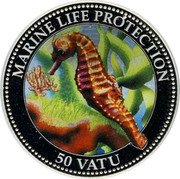 Vanuatu 50 Vatu Seahorse 2006 Proof KM# 43 MARINE LIFE PROTECTION 50 VATU coin reverse Vanuatu 50 Vatu Seahorse 2006 Proof KM# 43 MARINE LIFE PROTECTION 50 VATU coin reverse