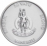 Vanuatu 50 Vatu Raccoon 2013 Proof KM# 90 LONG GOD YUMI STANAP 50 VATU RIPABLIK BLONG VANUATU coin obverse