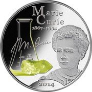 Vanuatu 50 Vatu 80th Anniversary of Death of Marie Curie 2014 Proof KM# 94 MARIE CURIE 1867-1934 M. CURIE 2014 coin reverse Vanuatu 50 Vatu 80th Anniversary of Death of Marie Curie 2014 Proof KM# 94 MARIE CURIE 1867-1934 M. CURIE 2014 coin reverse