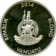 Vanuatu 50 Vatu (Charlemagne) KM# 119 RIPABLIK 2014 BLONG LONG GOD YUMI STANAP VANUATU coin obverse Vanuatu 50 Vatu (Charlemagne) KM# 119 RIPABLIK 2014 BLONG LONG GOD YUMI STANAP VANUATU coin obverse