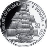 Vanuatu 50 Vatu Ship Europa 2008 Proof KM# 58 HISTORY OF SEAFARING EUROPA 50 VATU 1911 coin reverse