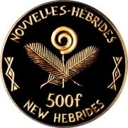 Vanuatu 500 Francs (International Year of the Child. Pattern) KM# Pn1 NOUVELLES HÉBRIDES 500F NEW HEBRIDES coin obverse Vanuatu 500 Francs (International Year of the Child. Pattern) KM# Pn1 NOUVELLES HÉBRIDES 500F NEW HEBRIDES coin obverse