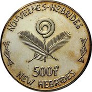 Vanuatu 500 Francs International Year of the Child. Pattern 1979  KM# Pn2 NOUVELLES HÉBRIDES 500F NEW HEBRIDES coin obverse Vanuatu 500 Francs International Year of the Child. Pattern 1979  KM# Pn2 NOUVELLES HÉBRIDES 500F NEW HEBRIDES coin obverse