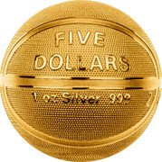 Samoa Five Dollars Basketball. Spherical Coin 2020 FIVE DOLLARS 1 OZ SILVER 999 2020. coin reverse
