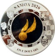 Samoa Five Dollars (Harry Potter - The Golden Snitch) SAMOA 2020 2OZ AG999 FIVE DOLLARS coin obverse