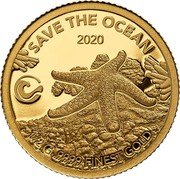 Samoa One Dollar Save the Ocean - Starfish 2020 2020 SAVE THE OCEAN 1/2 G .9999 FINEST GOLD coin reverse