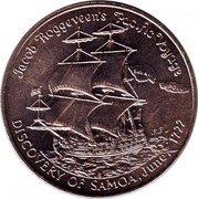Samoa Tala Tanumafili II Discovery of Samoa 1972 KM# 11 JACOB ROGGEVEEN'S PACIFIC VOYAGE SAVAII UPOLU DISCOVERY OF SAMOA JUNE 1722 coin reverse Samoa Tala Tanumafili II Discovery of Samoa 1972 KM# 11 JACOB ROGGEVEEN'S PACIFIC VOYAGE SAVAII UPOLU DISCOVERY OF SAMOA JUNE 1722 coin reverse