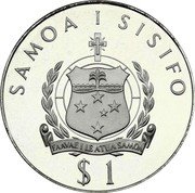 Samoa Tala Tanumafili II Commonwealth Games 1974 Proof KM# 18a SAMOA I SISIFO FAAVAE I LE ATUA SAMOA $ 1 coin obverse Samoa Tala Tanumafili II Commonwealth Games 1974 Proof KM# 18a SAMOA I SISIFO FAAVAE I LE ATUA SAMOA $ 1 coin obverse
