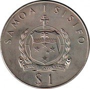 Samoa Tala Tanumafili II First Transpacific Flight 1978 KM# 28 SAMOA I SISIFO FA'AVAE I LE ATUA SAMOA $1 coin obverse