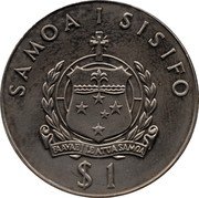 Samoa Tala Tanumafili II Captain Cook 1979 KM# 32 SAMOA I SISIFO FAAVAI I LE ATUA SAMOA $ 1 coin obverse