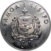 Samoa Tala Tanumafili II FAO 1980 KM# 38 SAMOA I SISIFO FA AVAE I LE ATUA SAMOA $ 1 coin obverse Samoa Tala Tanumafili II FAO 1980 KM# 38 SAMOA I SISIFO FA AVAE I LE ATUA SAMOA $ 1 coin obverse
